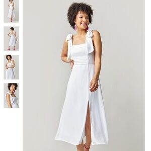 White Zoey Tie Shoulder Midi Dress - Francesca's